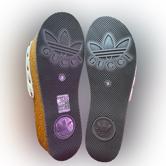 GUCCI X ADIDAS Women's White Leather GG Monogram Platform Clogs Shoes EU 38 - Picture 3 of 6